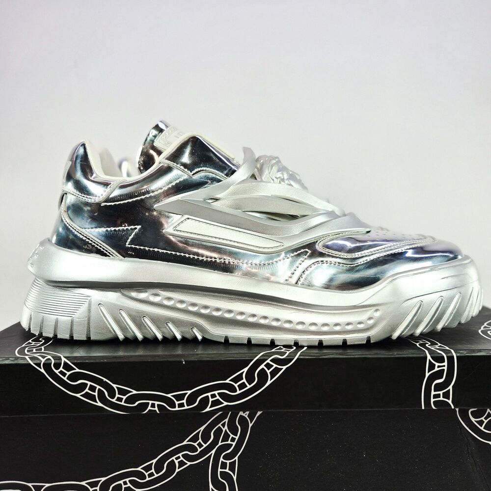 Versace Odissea Metallic Silver Medusa Sneakers Men’s EU 45 US 12